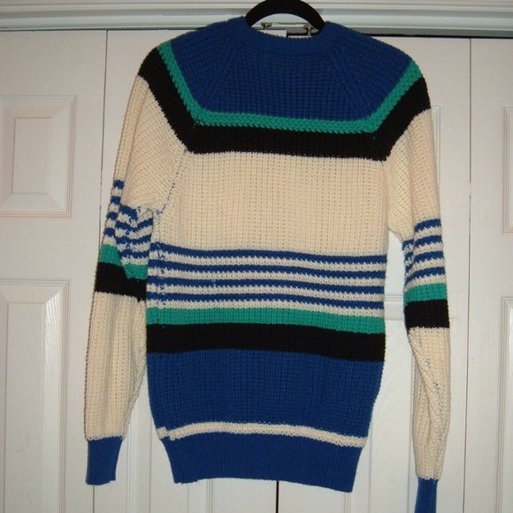Vintage Crew Neck Striped Pullover Sweater 90s Y2K - Picture 9 of 11